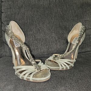 Badgley Mischka Silver Strappy Heels
